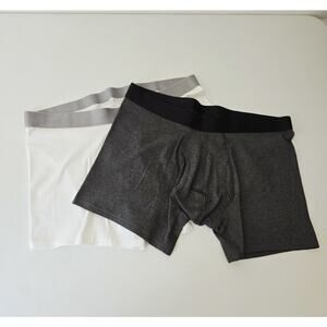 Pact Set of 2 New Mens Boxer Briefs Large Gray White Organic Cotton Tagless